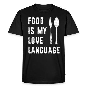 Food Is My Love Language - Men's Premium Organic T-Shirt - black - Front - Nico (187cm)