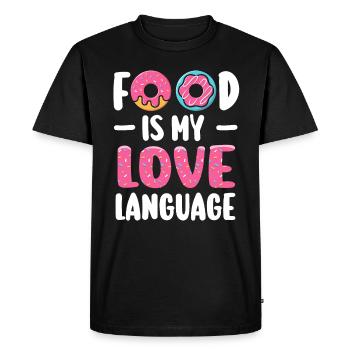 Food Is My Love Language - Men's Premium Organic T-Shirt - black - Front - Nico (187cm)