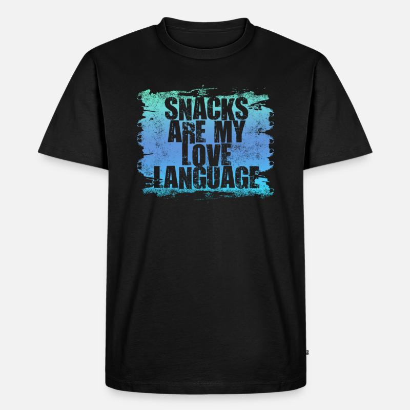 Snacks sind meine Liebessprache - Männer Premium Bio T-Shirt - Schwarz