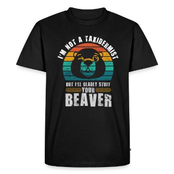 Je ne suis pas taxidermiste, je me ferai un plaisir de bourrer les castors - T-shirt Premium bio Homme - noir - Devant - Nico (187cm)