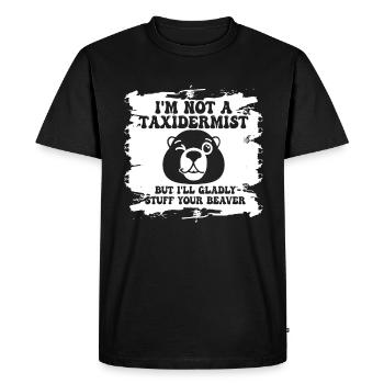 Je ne suis pas taxidermiste, je me ferai un plaisir de bourrer les castors - T-shirt Premium bio Homme - noir - Devant - Nico (187cm)