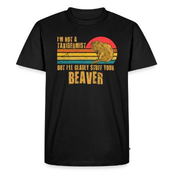 Je ne suis pas taxidermiste, je me ferai un plaisir de bourrer les castors - T-shirt Premium bio Homme - noir - Devant - Nico (187cm)