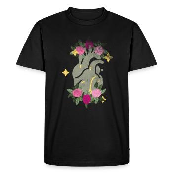 Anatomical Heart And Flowers - Men's Premium Organic T-Shirt - black - Front - Nico (187cm)
