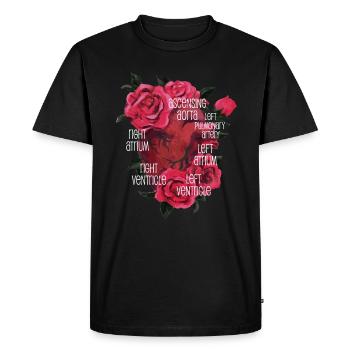 Anatomical Heart And Flowers - Men's Premium Organic T-Shirt - black - Front - Nico (187cm)