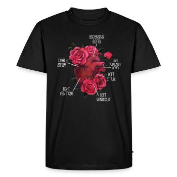 Cœur anatomique et fleurs - T-shirt Premium bio Homme - noir - Devant - Nico (187cm)