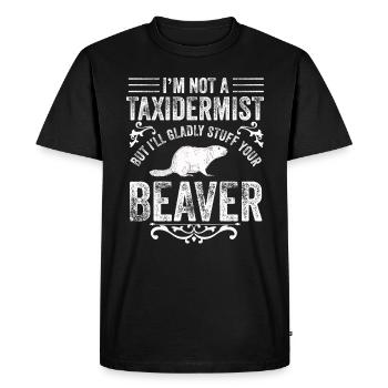 Je ne suis pas taxidermiste, je me ferai un plaisir de bourrer les castors - T-shirt Premium bio Homme - noir - Devant - Nico (187cm)