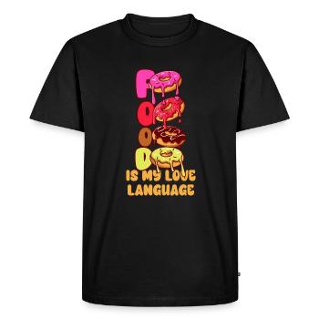 Food Is My Love Language - Men's Premium Organic T-Shirt - black - Front - Nico (187cm)