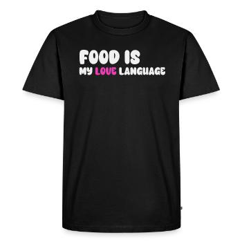 Food Is My Love Language - Men's Premium Organic T-Shirt - black - Front - Nico (187cm)