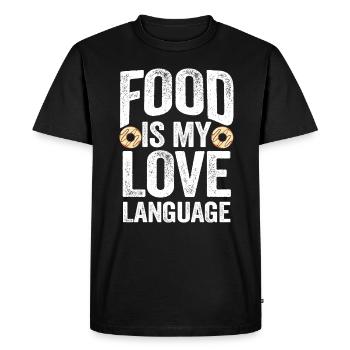 Food Is My Love Language - Men's Premium Organic T-Shirt - black - Front - Nico (187cm)