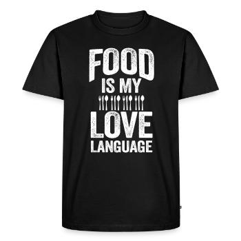 Food Is My Love Language - Men's Premium Organic T-Shirt - black - Front - Nico (187cm)
