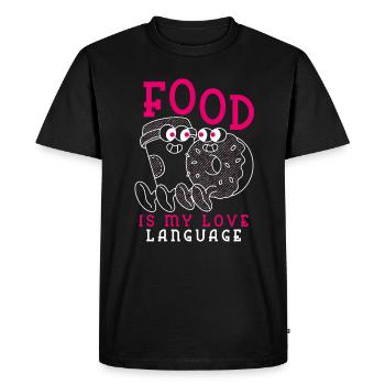 Food Is My Love Language - Men's Premium Organic T-Shirt - black - Front - Nico (187cm)