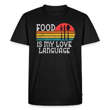 Food Is My Love Language - Men's Premium Organic T-Shirt - black - Front - Nico (187cm)