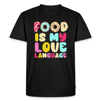 Food Is My Love Language - Men's Premium Organic T-Shirt - black - Front - Nico (187cm)