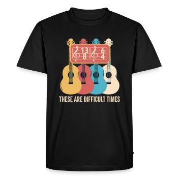 Ce sont des temps difficiles jeu de mots amusant - T-shirt Premium bio Homme - noir - Devant - Nico (187cm)