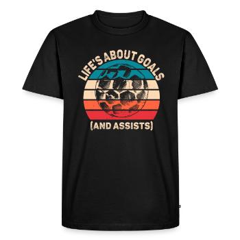 Life Is About Goals And Assists Futbol Soccer - Men's Premium Organic T-Shirt - black - Front - Nico (187cm)