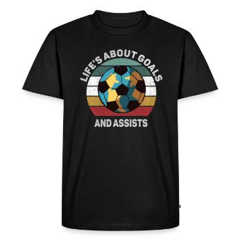 Life Is About Goals And Assists Futbol Soccer - Men's Premium Organic T-Shirt - black - Front - Nico (187cm)
