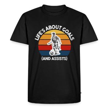 Life Is About Goals And Assists Futbol Soccer - Men's Premium Organic T-Shirt - black - Front - Nico (187cm)