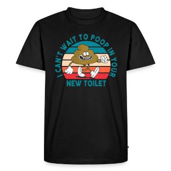 J’ai hâte de faire caca dans tes nouvelles toilettes - T-shirt Premium bio Homme - noir - Devant - Nico (187cm)