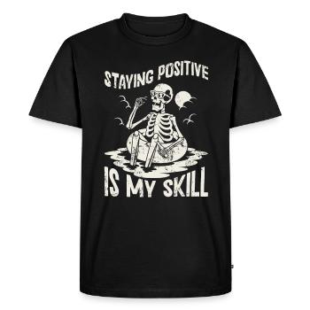 Rester positif est ma compétence - T-shirt Premium bio Homme - noir - Devant - Nico (187cm)