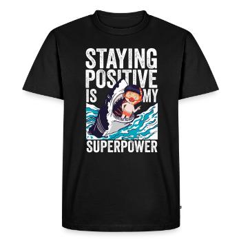 Rester positif est mon superpouvoir - T-shirt Premium bio Homme - noir - Devant - Nico (187cm)