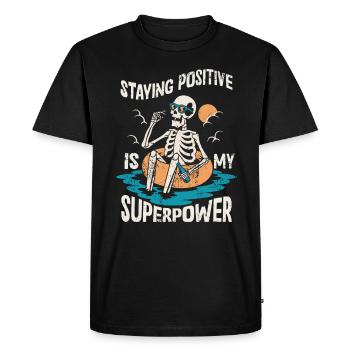 Rester positif est mon superpouvoir - T-shirt Premium bio Homme - noir - Devant - Nico (187cm)