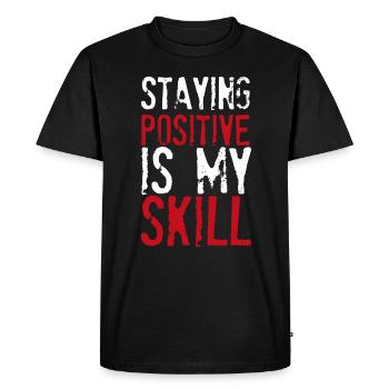Rester positif est ma compétence - T-shirt Premium bio Homme - noir - Devant - Nico (187cm)