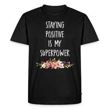 Rester positif est mon superpouvoir - T-shirt Premium bio Homme - noir - Devant - Nico (187cm)