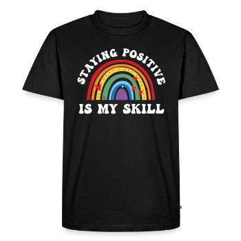 Rester positif est ma compétence - T-shirt Premium bio Homme - noir - Devant - Nico (187cm)
