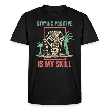 Rester positif est ma compétence - T-shirt Premium bio Homme - noir - Devant - Nico (187cm)