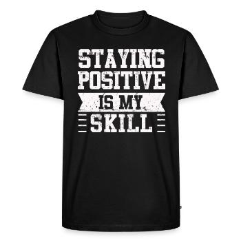 Rester positif est ma compétence - T-shirt Premium bio Homme - noir - Devant - Nico (187cm)