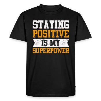 Rester positif est mon superpouvoir - T-shirt Premium bio Homme - noir - Devant - Nico (187cm)