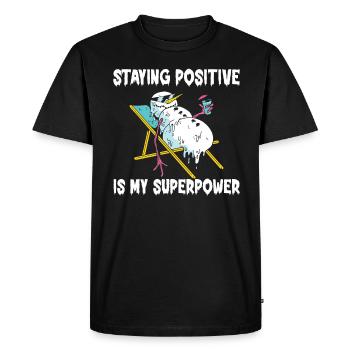 Rester positif est mon superpouvoir - T-shirt Premium bio Homme - noir - Devant - Nico (187cm)