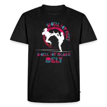 Sentir mes pieds Sentir mon karaté ceinture noire - T-shirt Premium bio Homme - noir - Devant - Nico (187cm)