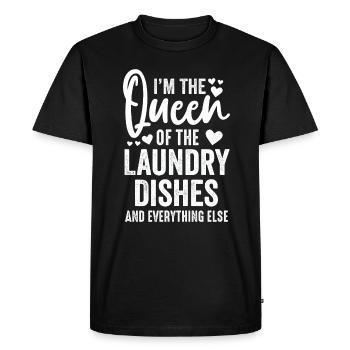 Reine de la lessive, de la vaisselle et de tout le reste - T-shirt Premium bio Homme - noir - Devant - Nico (187cm)