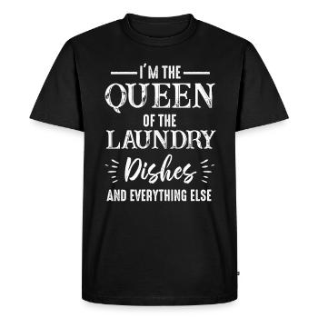 Reine de la lessive, de la vaisselle et de tout le reste - T-shirt Premium bio Homme - noir - Devant - Nico (187cm)