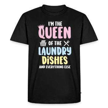 Reine de la lessive, de la vaisselle et de tout le reste - T-shirt Premium bio Homme - noir - Devant - Nico (187cm)