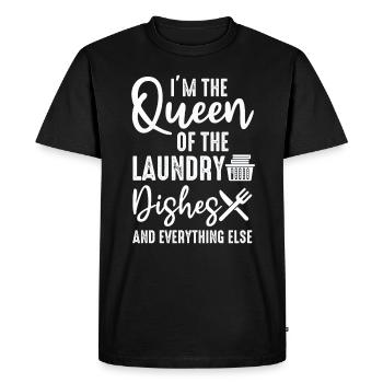 Reine de la lessive, de la vaisselle et de tout le reste - T-shirt Premium bio Homme - noir - Devant - Nico (187cm)