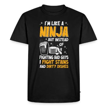 Comme une femme au foyer ninja - T-shirt Premium bio Homme - noir - Devant - Nico (187cm)