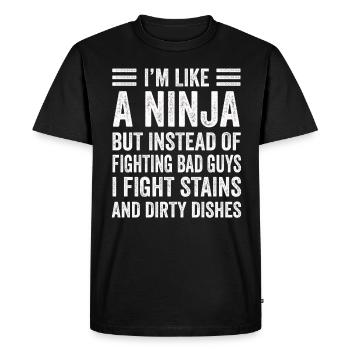 Comme une femme au foyer ninja - T-shirt Premium bio Homme - noir - Devant - Nico (187cm)