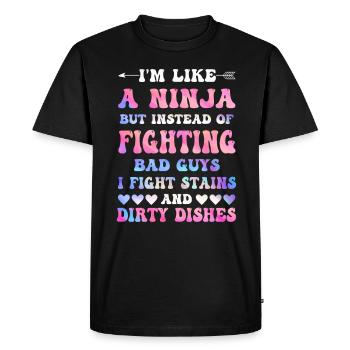 Comme une femme au foyer ninja - T-shirt Premium bio Homme - noir - Devant - Nico (187cm)