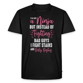 Comme une femme au foyer ninja - T-shirt Premium bio Homme - noir - Devant - Nico (187cm)