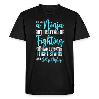 Comme une femme au foyer ninja - T-shirt Premium bio Homme - noir - Devant - Nico (187cm)