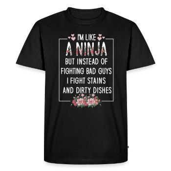 Comme une femme au foyer ninja - T-shirt Premium bio Homme - noir - Devant - Nico (187cm)