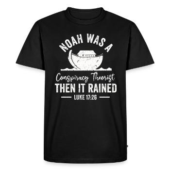 Noé était un théoricien du complot et il pleuvait - T-shirt Premium bio Homme - noir - Devant - Nico (187cm)