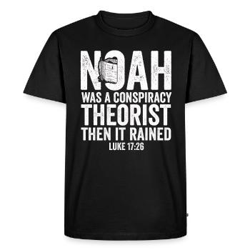 Noé était un théoricien du complot et il pleuvait - T-shirt Premium bio Homme - noir - Devant - Nico (187cm)