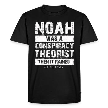 Noé était un théoricien du complot et il pleuvait - T-shirt Premium bio Homme - noir - Devant - Nico (187cm)