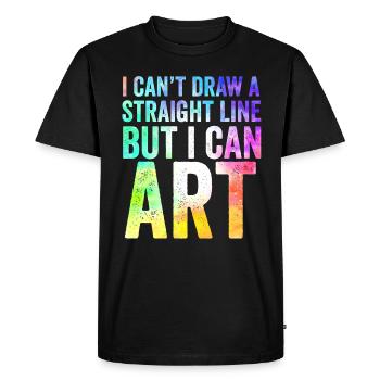 Je ne peux pas tracer une ligne droite mais je peux Art - T-shirt Premium bio Homme - noir - Devant - Nico (187cm)