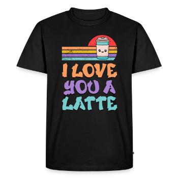 I Love You A Latte Couples Romance - T-shirt Premium bio Homme - noir - Devant - Nico (187cm)