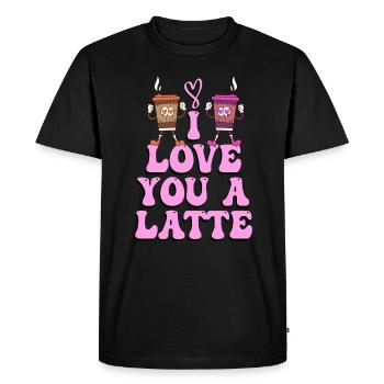 I Love You A Latte Couples Romance - T-shirt Premium bio Homme - noir - Devant - Nico (187cm)