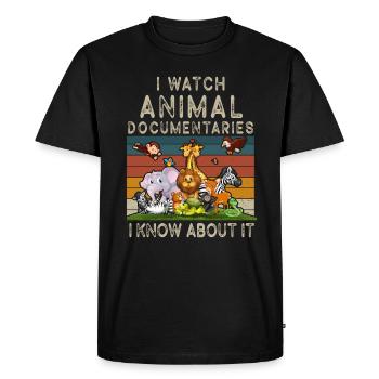 Je regarde des documentaires animaliers zoo animaux sauvages - T-shirt Premium bio Homme - noir - Devant - Nico (187cm)